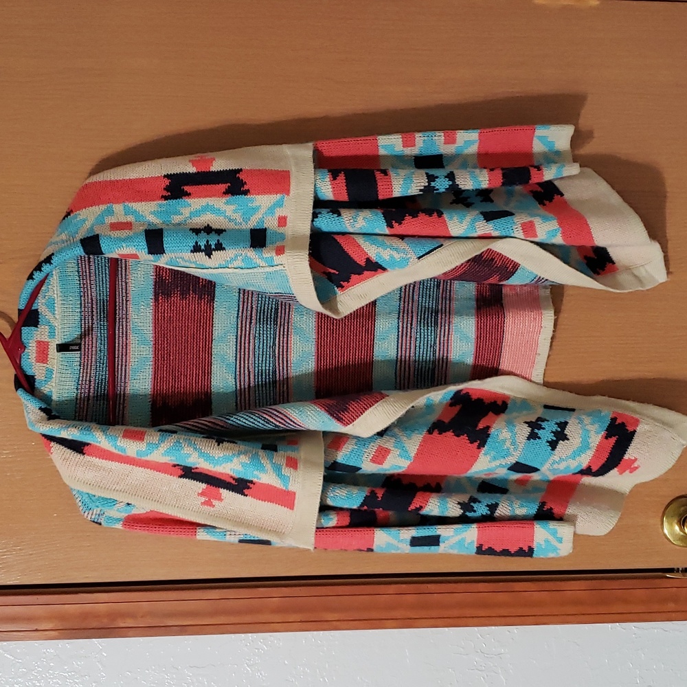 Womens Aztec Knit Cardigan, Size Med